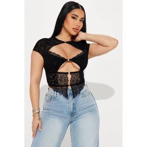 Fashion Nova Love Only black velvet burnout lace cutout open back skimpy top XL